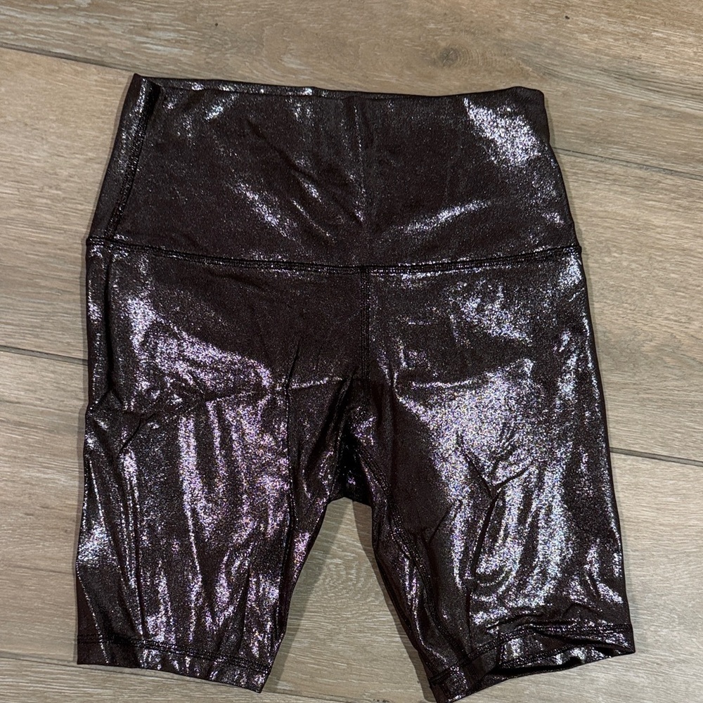 Shiny Metallic Biker Shorts